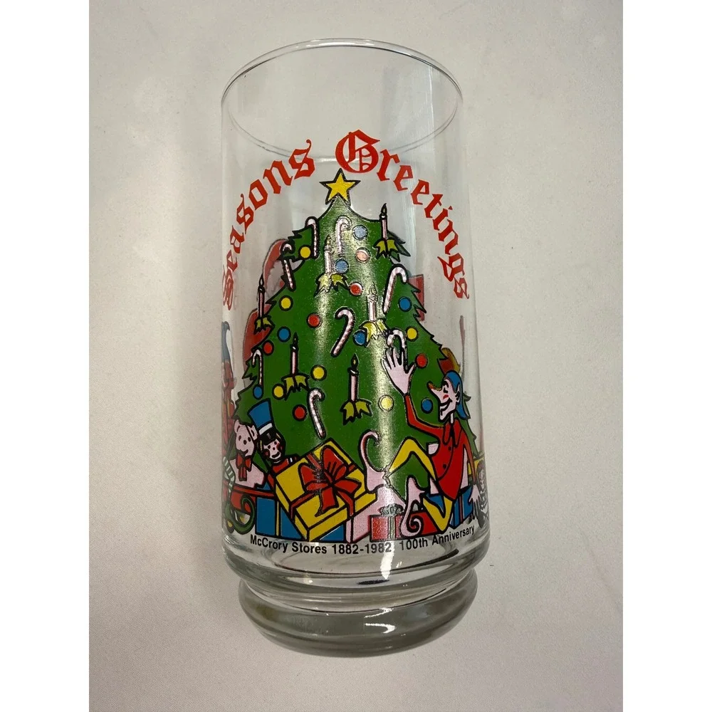 Set of 6 McCrory 100th Anniversary Coca-Cola Christmas Tumbler Glasses‎ Vintage